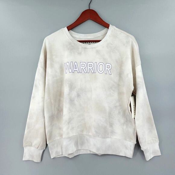 LACAUSA Sweatshirt Small Gray Tie Dye WARRIOR Graphic Fleece Comfy Boho - Picture 1 of 9